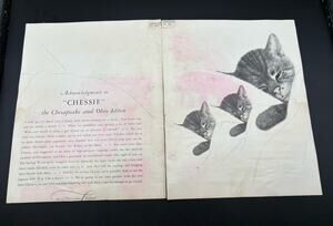 1935 C&O Railway CHESSIE Cat Kittens Chesapeake Ohio Railroad Advertising 2 Pc